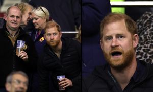 Pijący piwo książę Harry pojawił się na telebimie podczas meczu rugby, a kibice go WYGWIZDALI!