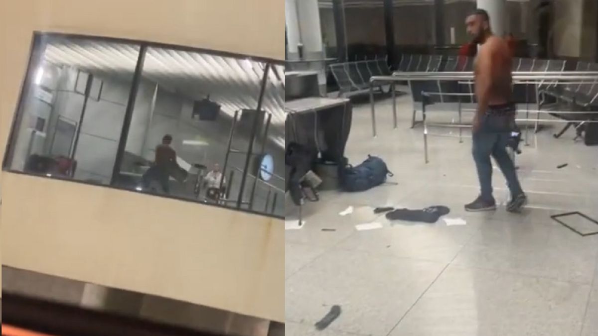 Wściekły pasażer zaczął dewastować lotnisko.