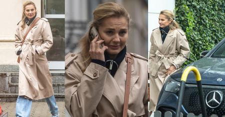 Małgorzata Socha maszeruje po deszczowej stolicy ze smartfonem przy uchu i wsiada do mercedesa za 400 TYSIĘCY ZŁOTYCH (ZDJĘCIA)