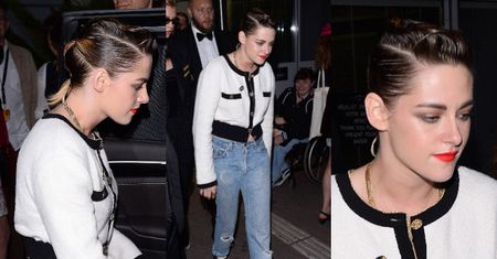 Zgarbiona Kristen Stewart wychodzi z dziewczyną z kina