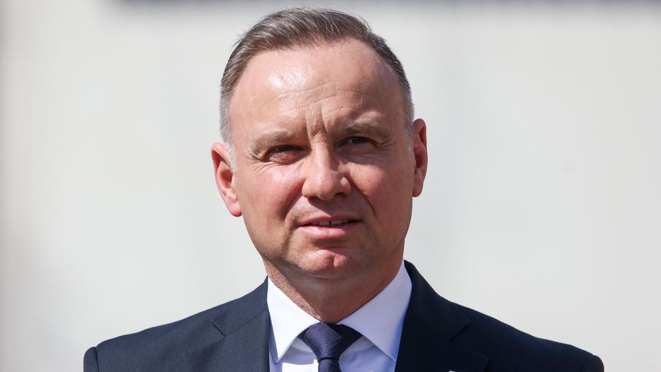 Andrzej Duda, President of Poland, attends commemoration ceremony of the Day of Remembrance for Victims of Katyn Massacre in Krakow, Poland on April 13, 2025.
 (Photo by Beata Zawrzel/NurPhoto via Getty Images)