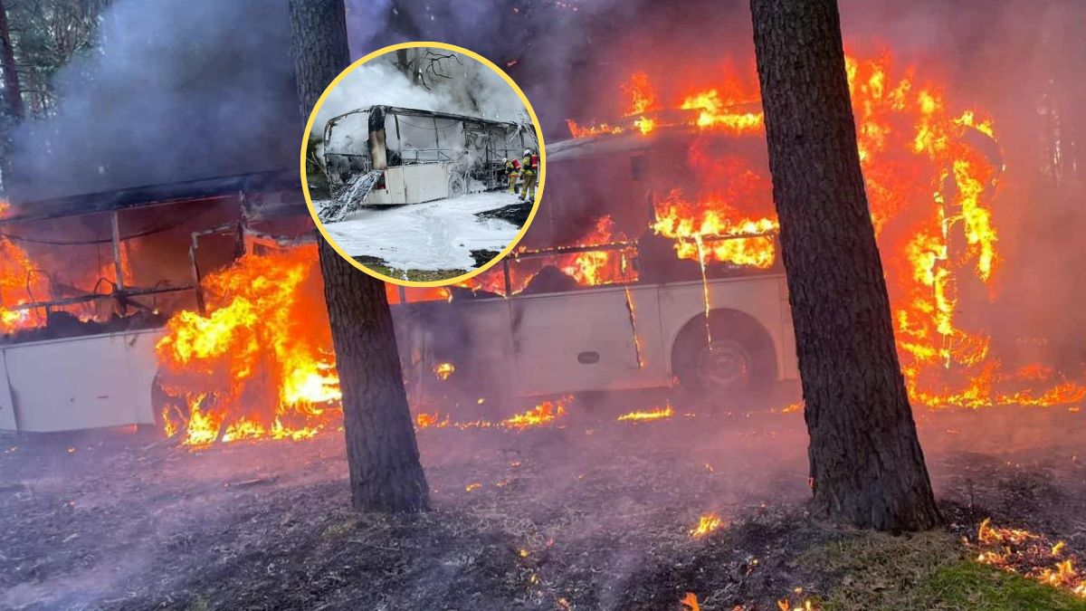 Pożar autobusu w Sątopach