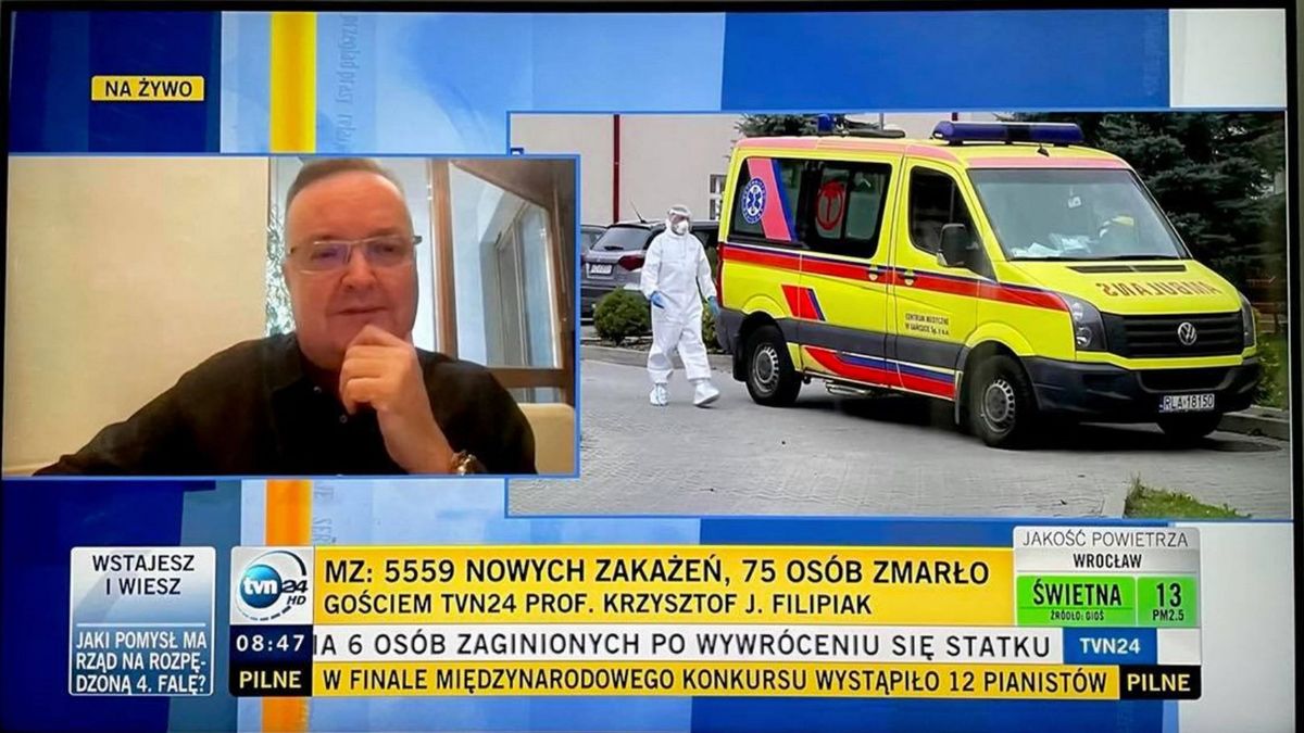 Prof. Filipiak wypowiedział się na antenie TVN24 na temat pandemii