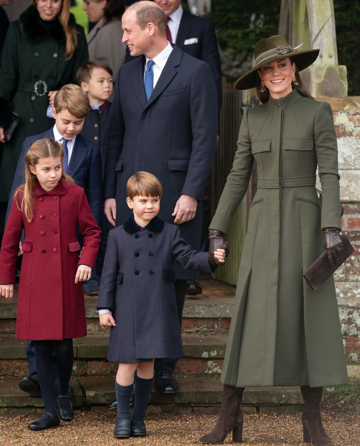 Royals attends Christmas Day Church service(front) Princess Charlotte, Prince George, Prince Louis, the Prince and Princess of Wales; (centre) Jack Brooksbank, Princess Beatrice, Princess Eugenie and Edoardo Mapelli Mozzi; and (back) the Earl of Wessex and the Duke of York attending the Christmas Day morning church service at St Mary Magdalene Church in Sandringham, Norfolk. Picture date: Sunday December 25, 2022. (Photo by Joe Giddens/PA Images via Getty Images)Joe Giddens - PA Images