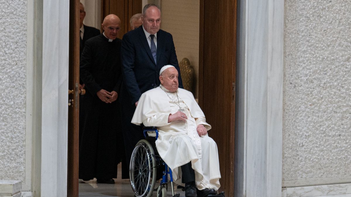 Pope Francis attends the weekly general audience in The Vatican, on February 12, 2025. (Photo by Massimo Valicchia/NurPhoto via Getty Images)