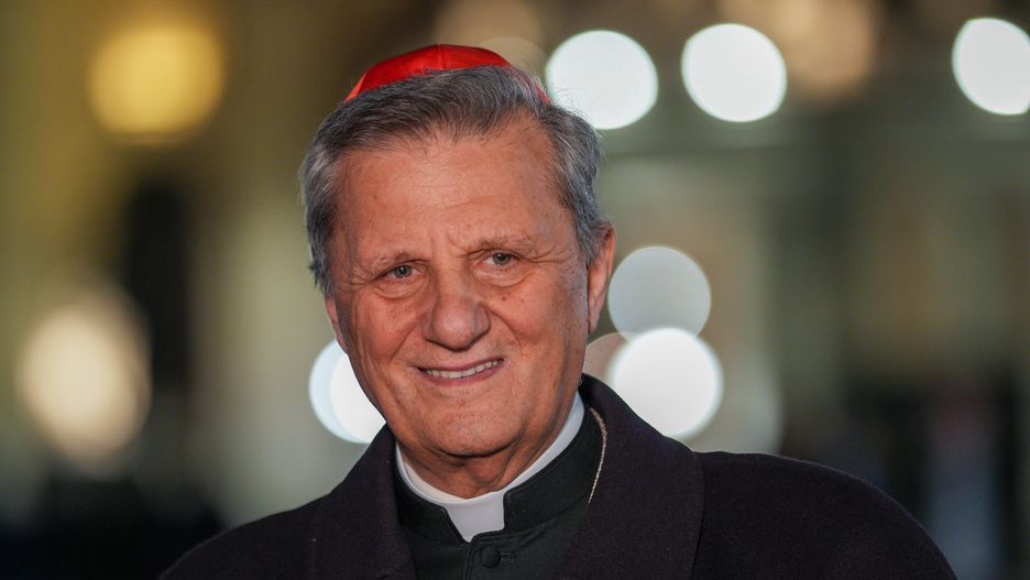 VATICAN CITY, VATICAN - MARCH 15: Cardinal Mario Grech takes part in a media interview in St Peter's square on March 15, 2025 in Vatican City, Vatican. Pope Francis was hospitalised in Rome on February 14 with bronchitis, and later developed pneumonia in both his lungs. (Photo by Christopher Furlong/Getty Images)