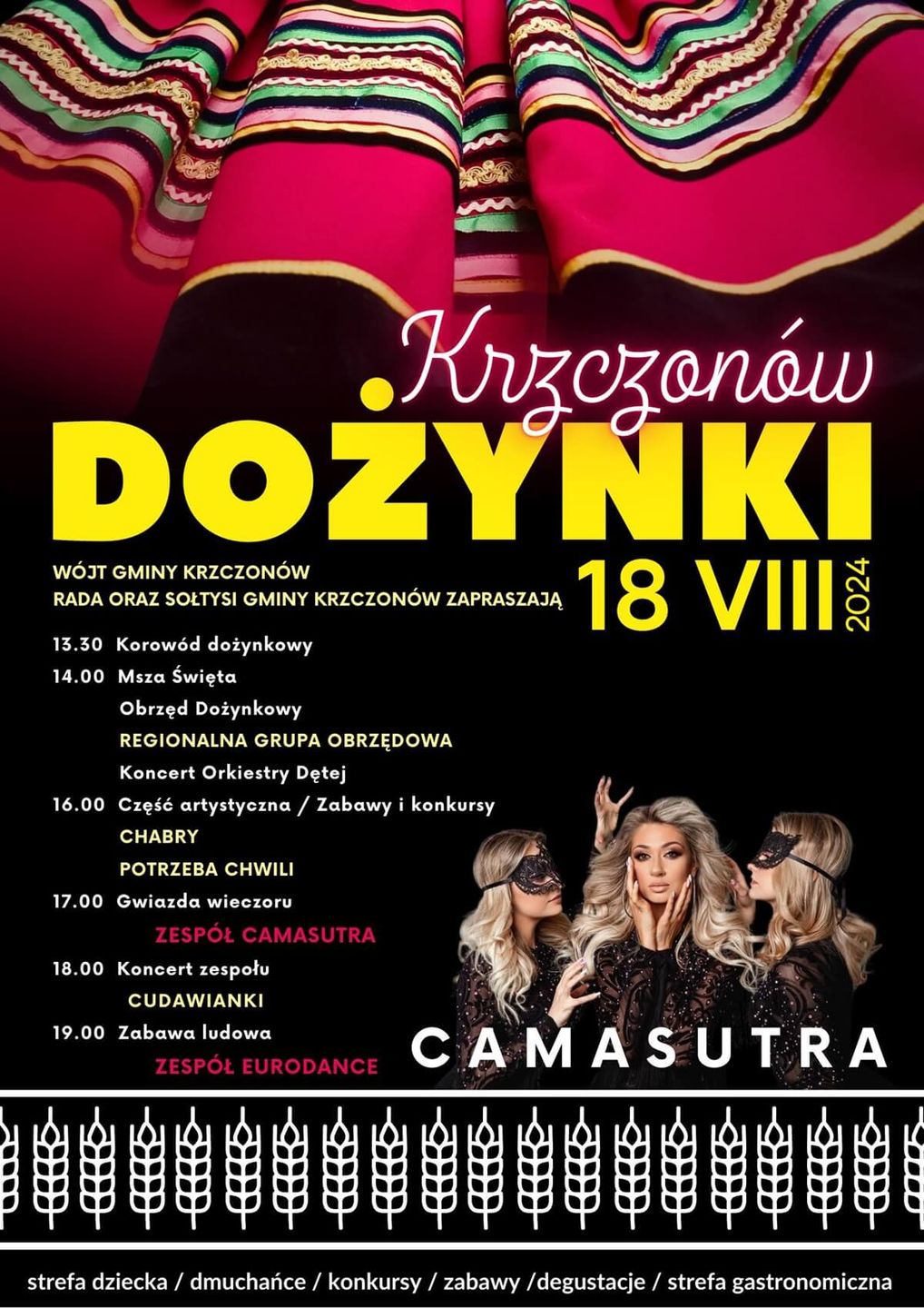 Dożynki w Krzczonowie 2024 - plakat, program wydarzenia