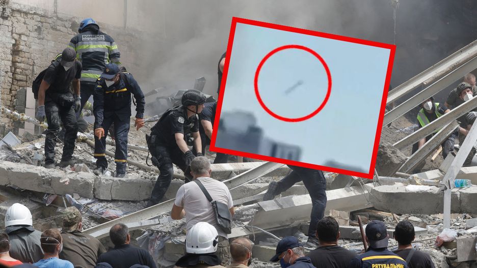 Moment uderzenia w szpital dziecięcy w Kijowie
