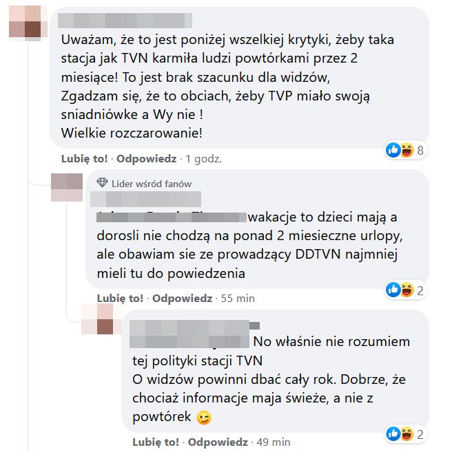 Krytyczne komentarze na profilu "Dzień dobry TVN"