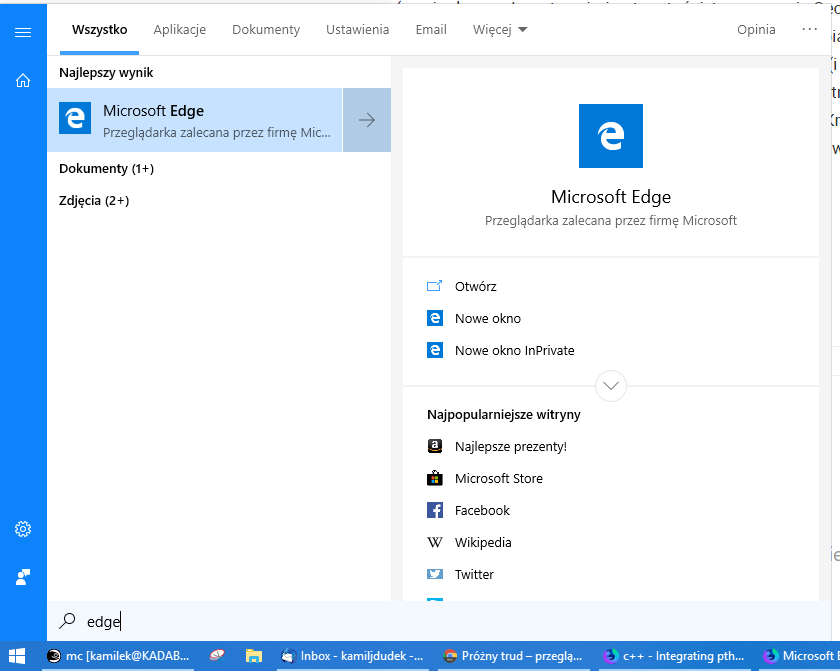 "Przeglądarka zalecana przez firmę Microsoft"