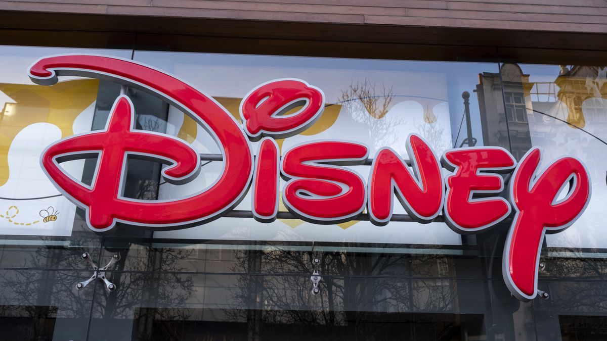 Sign for the media brand Disney Store on 4th January 2026 in London, United Kingdom. The Walt Disney Company, commonly known as Walt Disney or simply Disney, is an American diversified multinational mass media and entertainment conglomerate. Oxford Street is a major retail centre in the West End of the capital and is Europes busiest shopping street with around half a million daily visitors to its approximately 300 shops, the majority of which are fashion and high street clothing stores. (photo by Mike Kemp/In Pictures via Getty Images)