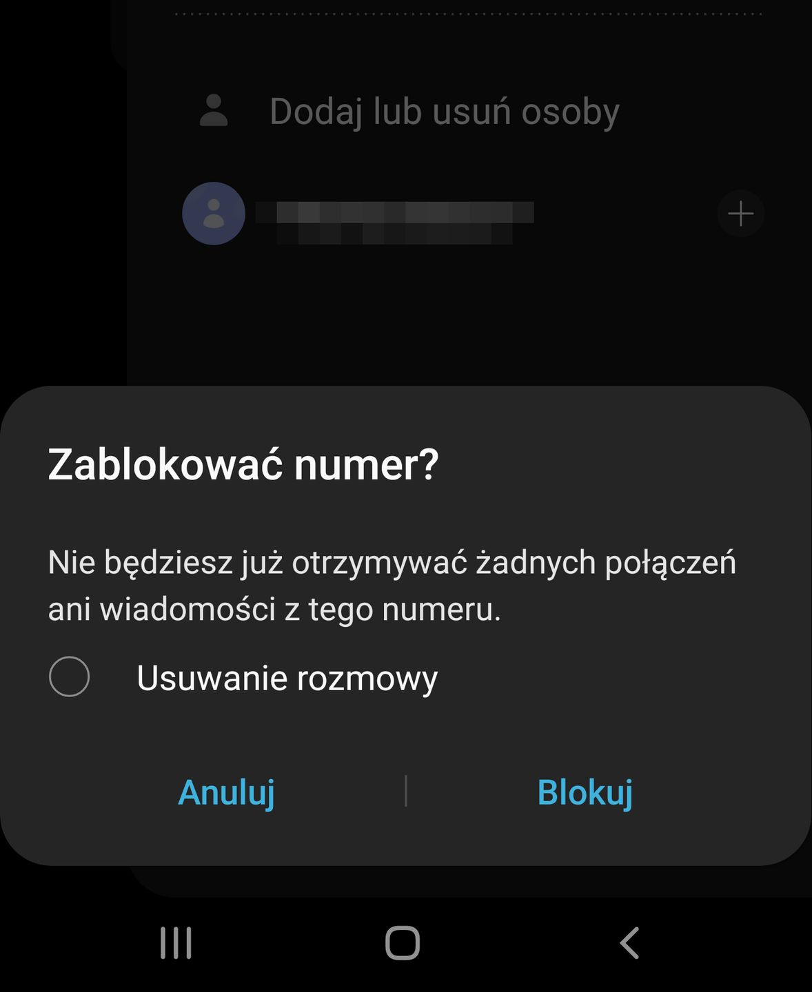 Dodawanie numeru do "czarnej listy" w Androidzie