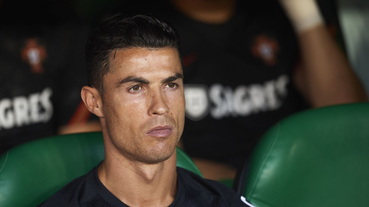 Cristiano Ronaldo (Manchester United) of Portugal sitting on the bench prior the UEFA Nations League League A Group 2 match between Spain and Portugal at Estadio Benito Villamarin on June 2, 2022 in Seville, Spain. (Photo by Jose Breton/Pics Action/NurPhoto via Getty Images)