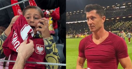 Robert Lewandowski przeskoczył barierki i wręczył małemu kibicowi SWOJĄ KOSZULKĘ. Reakcja chłopca była bezcenna (WIDEO)