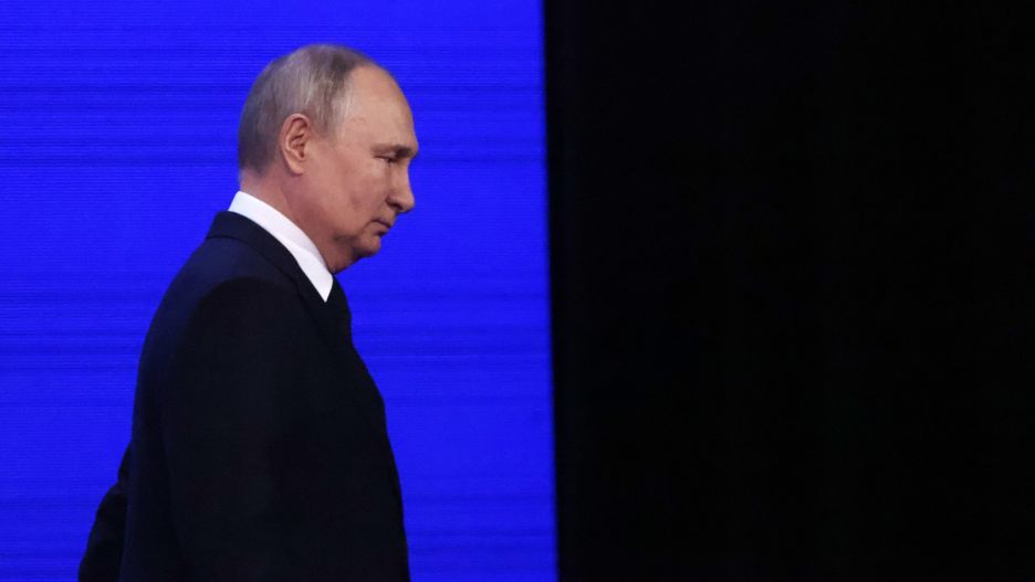 MOSCOW, RUSSIA - FEBRUARY 9: (RUSSIA OUT) Russian President Vladimir Putin leaves the scene during an event marking the 100th anniversary of domestic civil aviation at the State Kremlin Palace, on February 9, 2023 in Moscow, Russia. The Russian aviation industry is under strong Western sanctions after the start of the military invasion on Ukraine. (Photo by Contributor/Getty Images)
