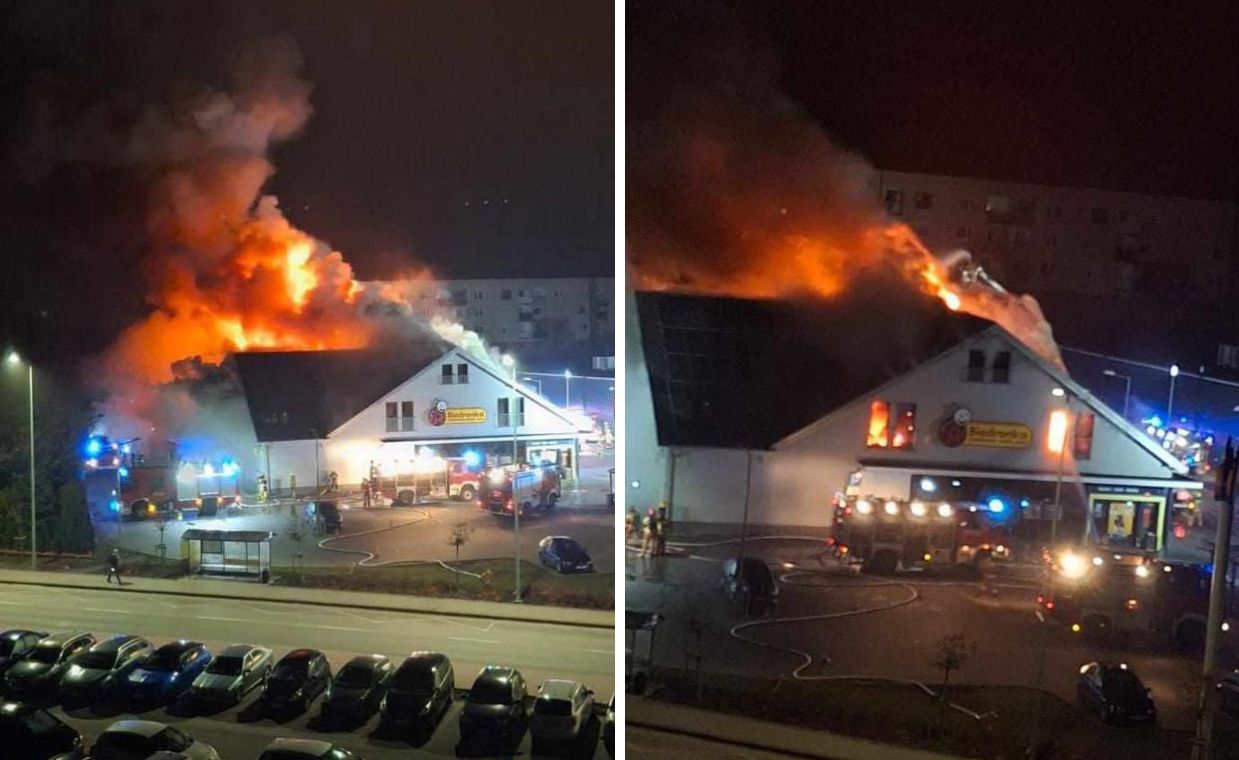 Pożar Biedronki w Płońsku. Są zdjęcia