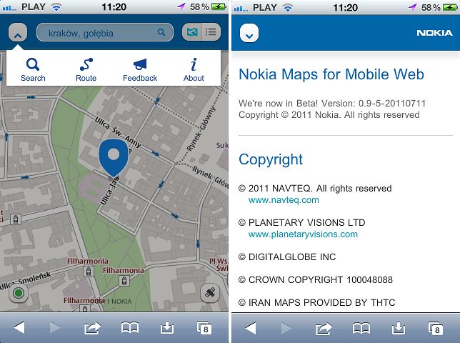 Ovi Maps na iPhonie 4