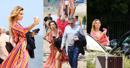 Bosa Izabela Janachowska robi sobie selfie na plaży, po czym wsiada do czarnego Bentleya (ZDJĘCIA)