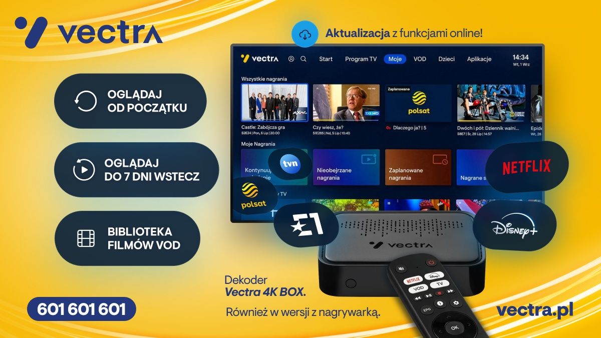 Aktualizacja dekoderów Vectry udostępni nowe funkcje