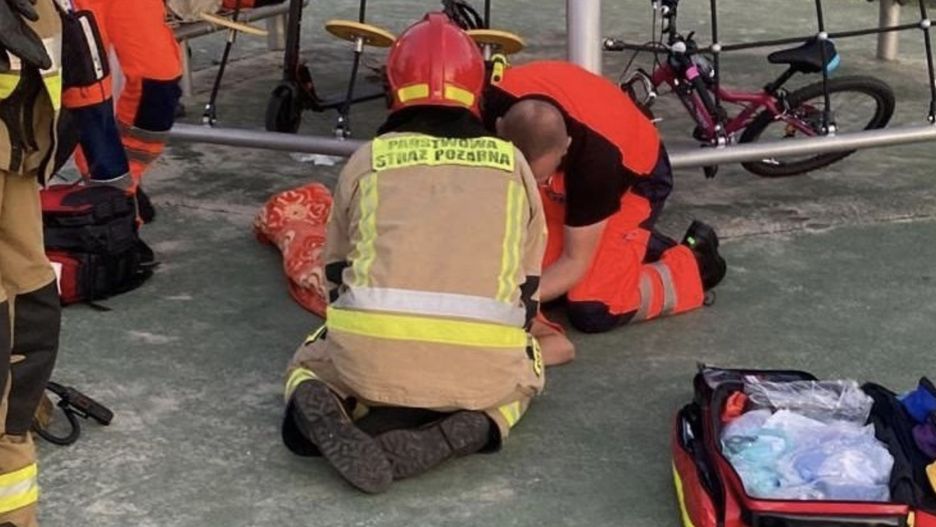 Wypadek w parku Górników Siarkowych przy u. Mickiewicza w Staszowie