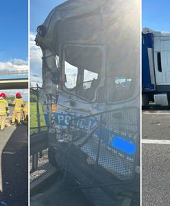 Ciężarówka uderzyła w radiowóz. Autostrada była zablokowana