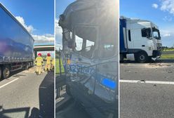 Ciężarówka uderzyła w radiowóz. Autostrada była zablokowana