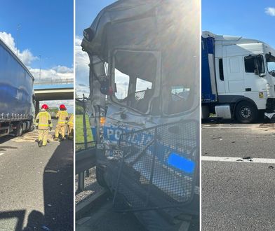 Ciężarówka uderzyła w radiowóz. Autostrada była zablokowana