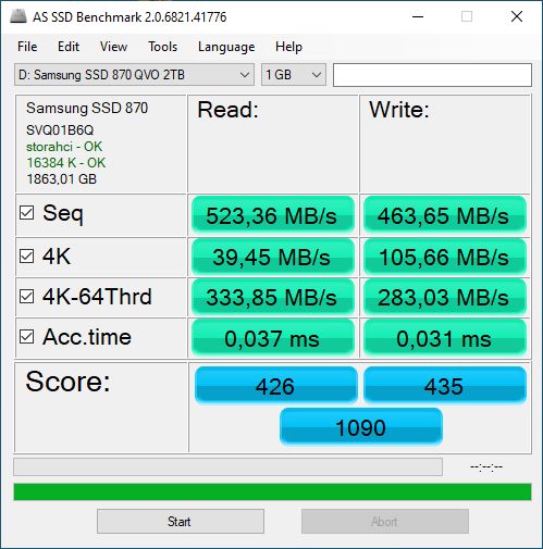 Samsung SSD 870 QVO - AS SSD Benchmark