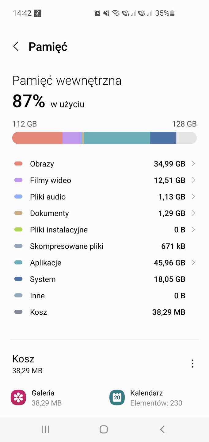 Ustawienia pamięci w Androidzie