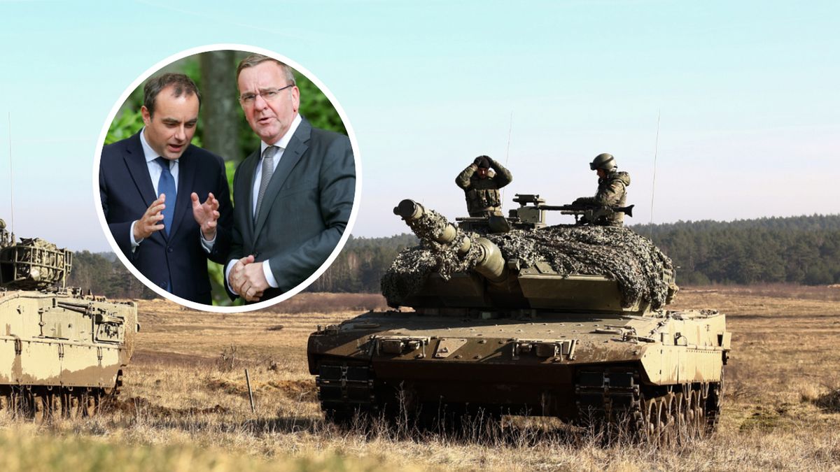 Sebastien Lecornu (z lewej) i Boris Pistorius podpisali porozumienie ws. budowy "czołgu przyszłości", który ma być kontynuacją niemieckiego Leoparda 2 (na zdjęciu) i francuskiego Leclerca