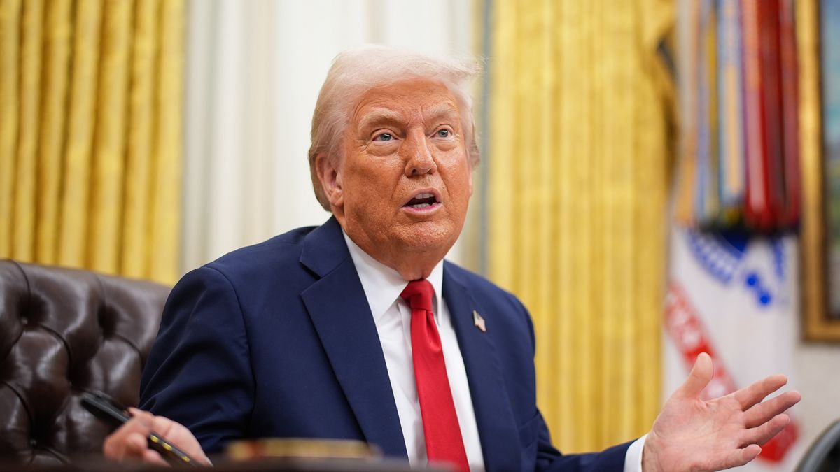 WASHINGTON, DC - MARCH 31: U.S. President Donald Trump speaks before signing an executive order in the Oval Office of the White House on March 31, 2025 in Washington, DC. Trump has signed an executive order against ticket scalping and reforming the live entertainment ticket industry.  (Photo by Andrew Harnik/Getty Images)