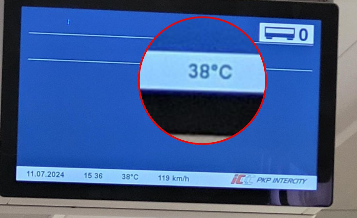 Temperatura w pociągu wynosiła 38 stopni Celsjusza. Fot. nadesłane