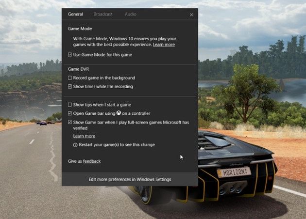 Windows 10 Creators Update Game Mode