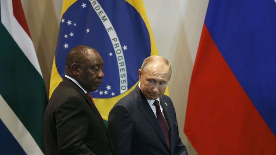 Rosyjski dyktator Władimir Putin i Prezydent RPA Cyril Ramaphosa