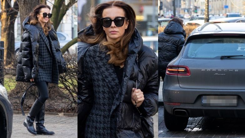Anna Wendzikowska cała NA CZARNO z torebką Chanel, maszeruje do wartego 300 tysięcy złotych porsche (ZDJĘCIA)