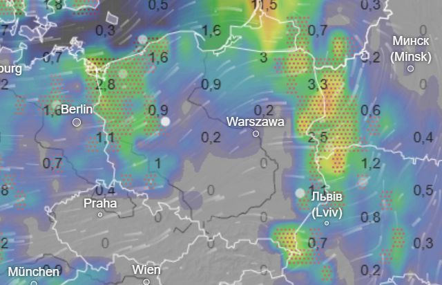 W poniedziałek prognozowane są opady deszczu