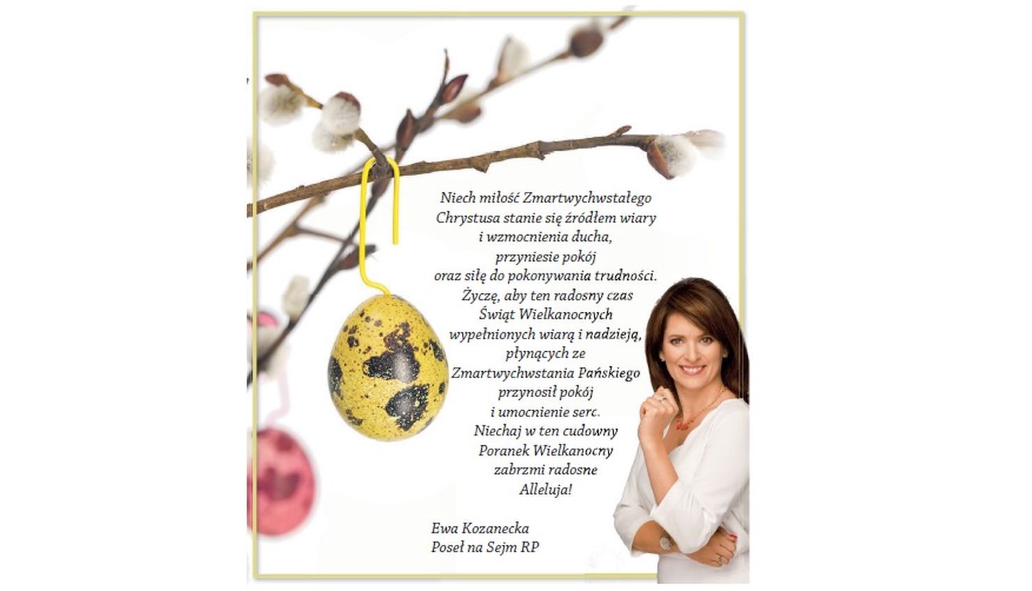 Świąteczna reklama z życzeniami od posłanki