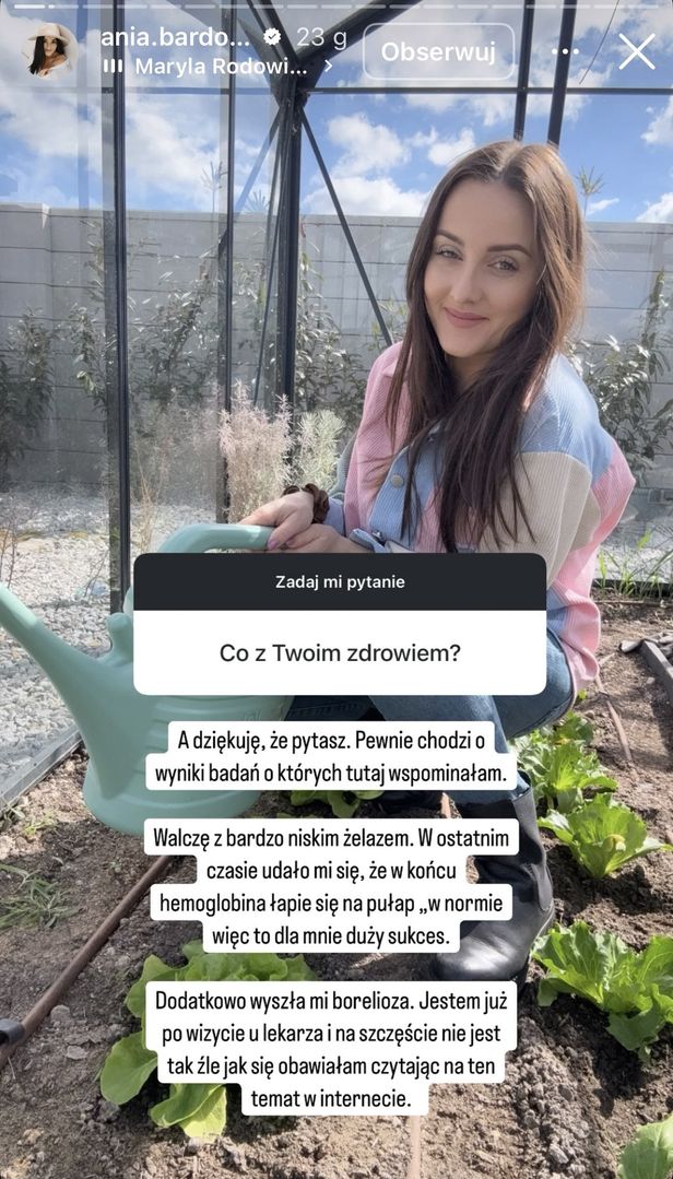Anna Bardowska o stanie zdrowia