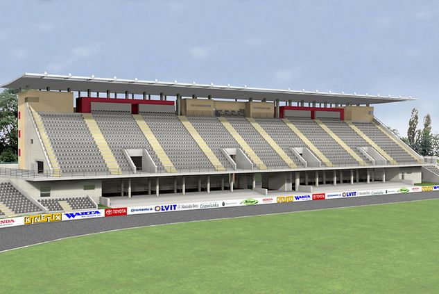 Projekt trybuny nad parkiem maszyn stadionu w Częstochowie z 2005 roku (fot. stadionckm.com)