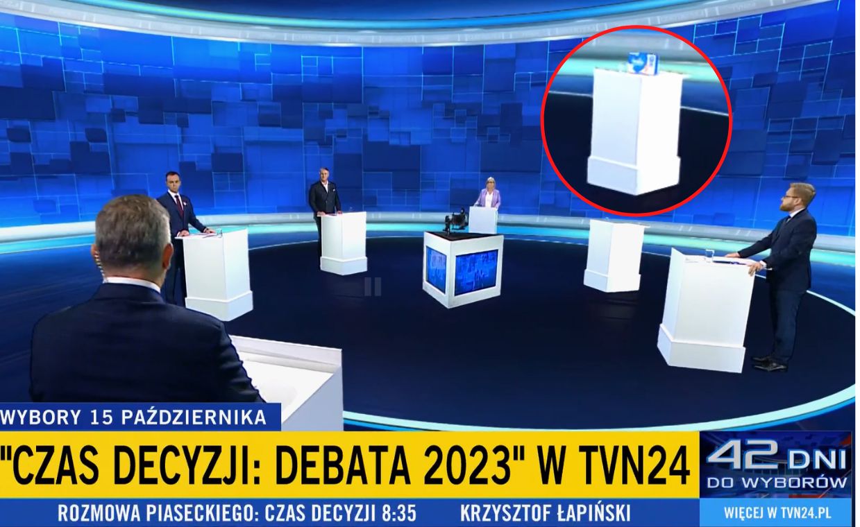 Pampersy zamiast PiS-u. Puste miejsce na debacie TVN24