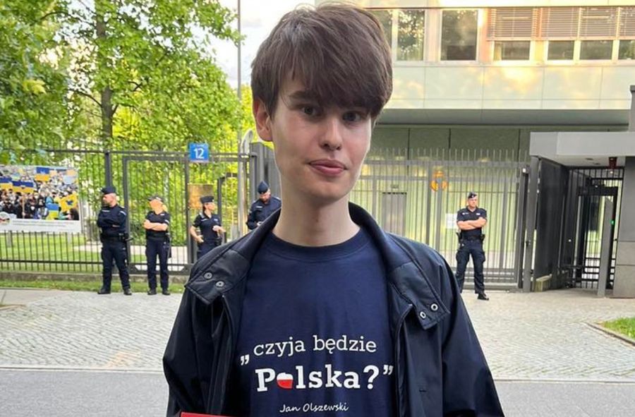 Oskar Szafarowicz protestował pod Ambasadą Niemiec