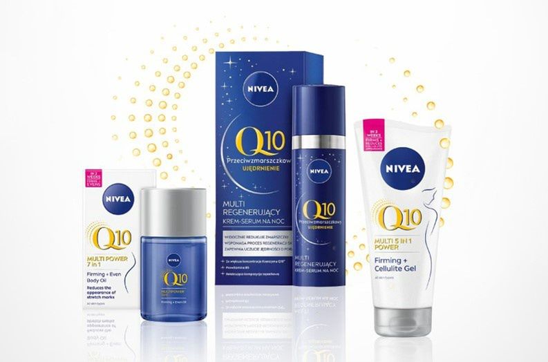 NIVEA Q10 Ujędrnienie: Krem-Serum na noc, Wygładzający Olejek do ciała i Antycellulitowy Żel do ciała. Trzy kosmetyki, jeden efekt – błyskawiczna poprawa wyglądu skóry