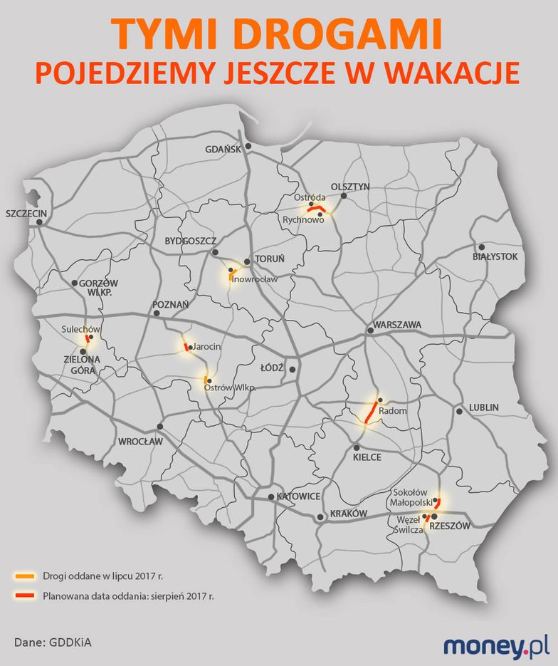 Te drogi będą otwarte w wakacje. Mamy mapę