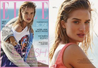 Przemoczona Rosie Huntington-Whiteley zgrywa surferkę w sesji dla "Elle"