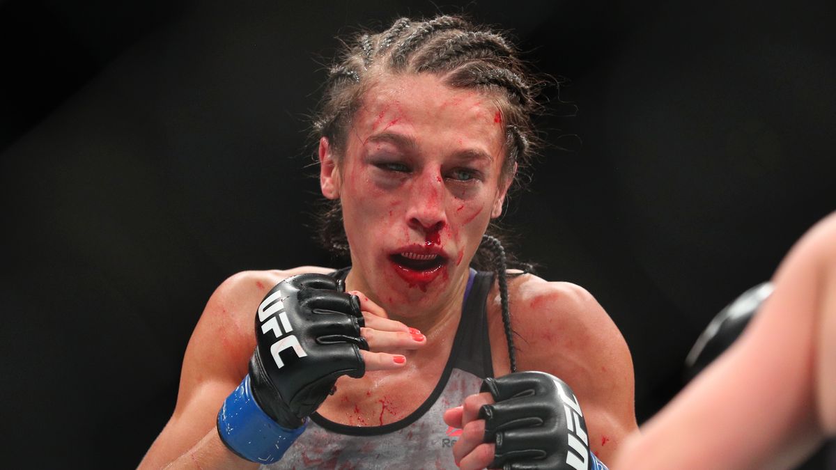 Getty Images / Na zdjęciu: Joanna Jędrzejczyk w trakcie rewanżowej walki z Rose Namajunas