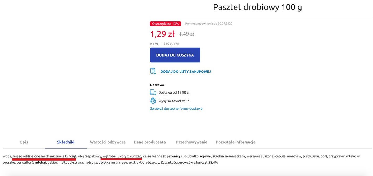 Cena za pasztet drobiowy