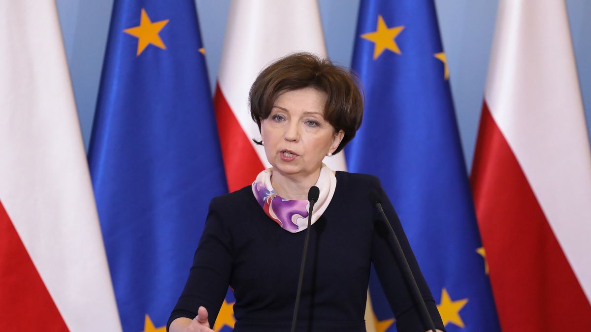 Warszawa, 10.01.2023. Minister rodziny i polityki społecznej Marlena Maląg podczas konferencji prasowej po posiedzeniu Rady Ministrów, 10 bm. w KPRM w Warszawie. Rząd przyjął projekt nowelizacji Kodeksu pracy wprowadzający zmiany m.in. w urlopach rodzicielskich. (mr) PAP/Paweł Supernak