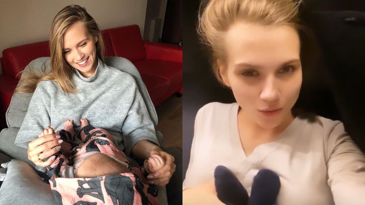 Agnieszka Kaczorowska zajmuje się córką/Instagram.com