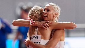 Mistrzostwa świata w lekkoatletyce Doha 2019. Iga Baumgart i Justyna Święty uśmiechnięte po finale. Zobacz zdjęcia