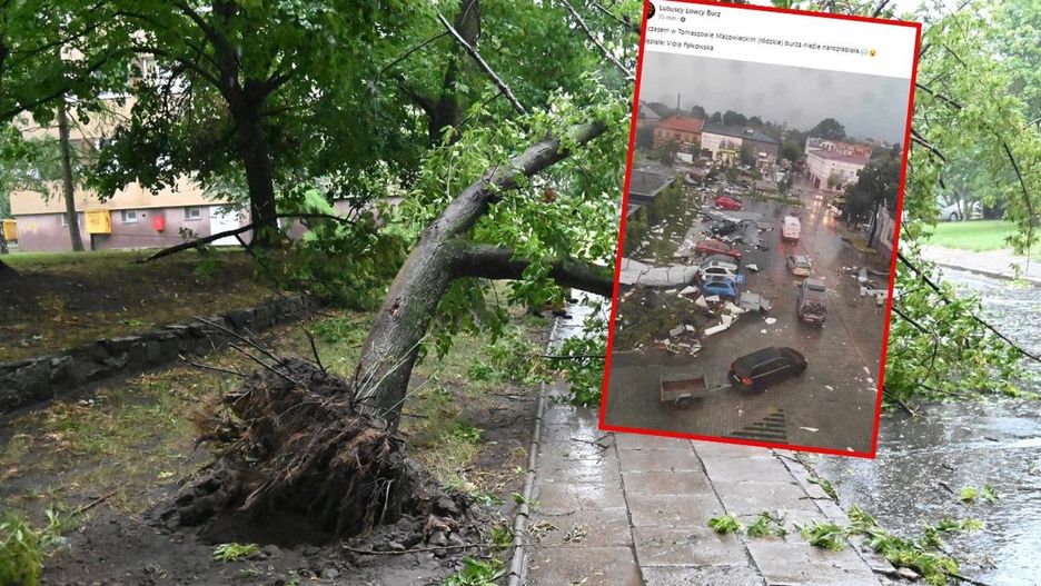 Nawałnica w Tomaszowie Mazowieckim. Połamane drzewa, zerwane dachy